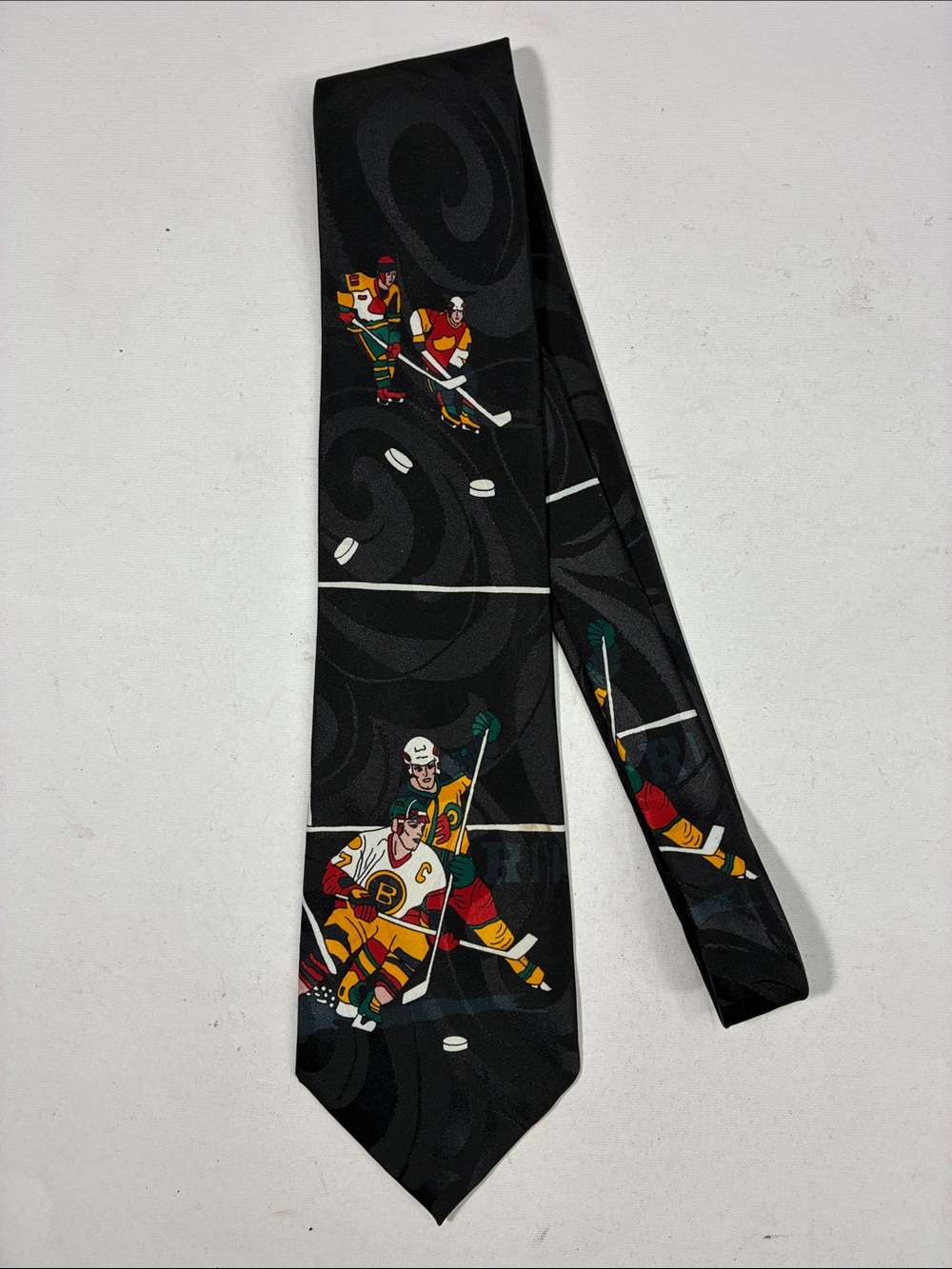 Black Hockey Players Pattern Tie - Men's Novelty Tie
